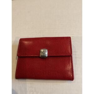 Lauren Ralph Lauren Small Red Embossed Leather Coin/Credit Card/Wallet